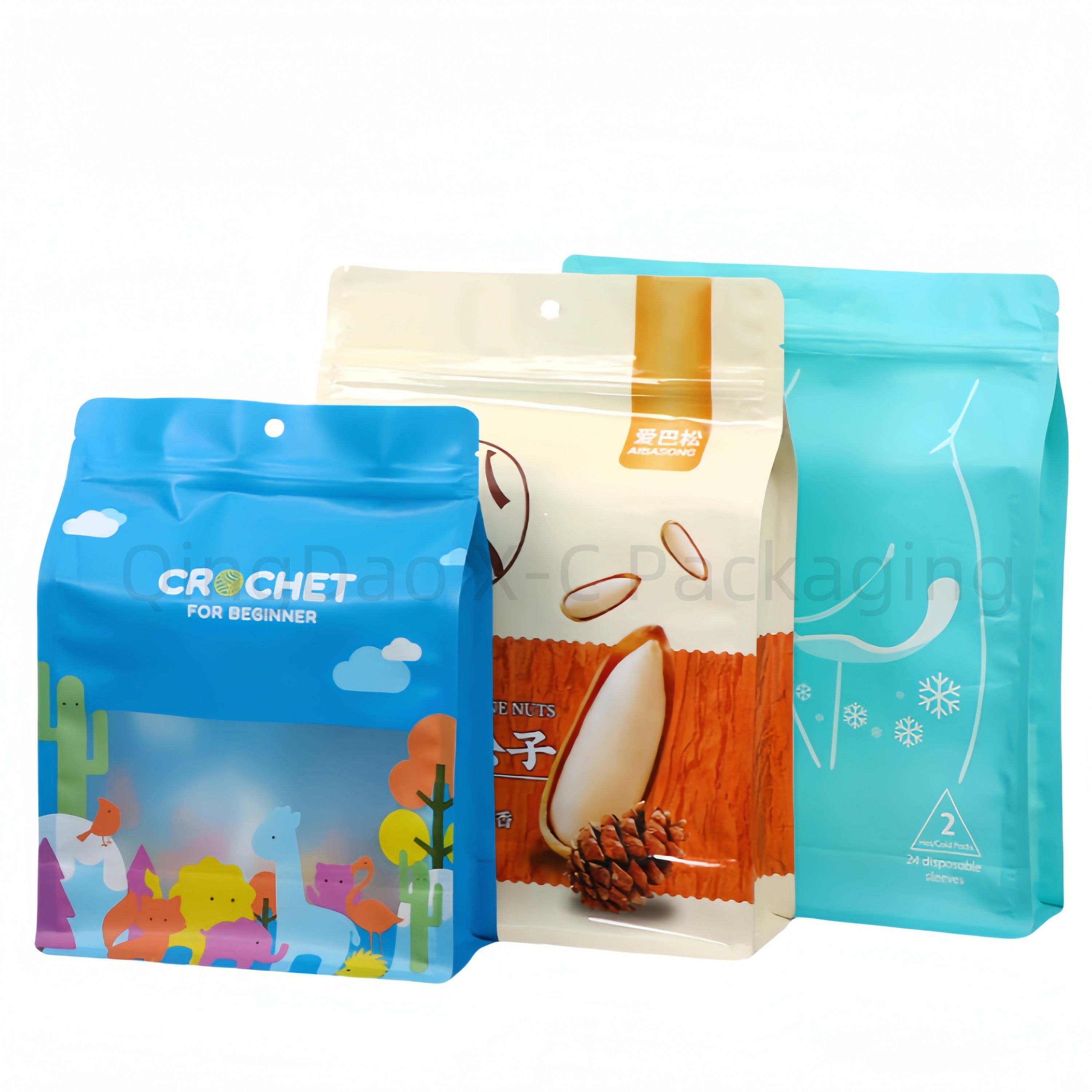 Printed Packing Bag Coffee Beans Pet Snack Chips Nuts Dried Food Grade Ziplock Packaging Material