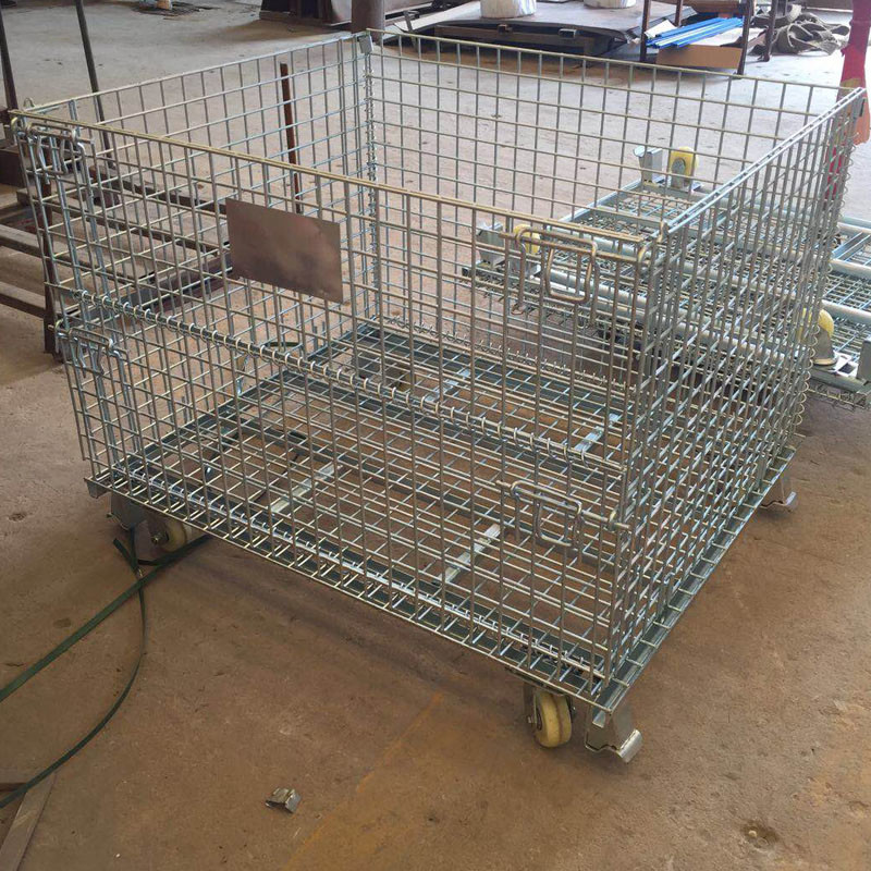 Storage Wire Mesh Cage / Foldable Wire Mesh Container 800kg-1500kg