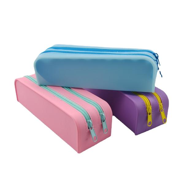 Non-toxic Colorful Silicone Waterproof Pencil Pouch for Office and School