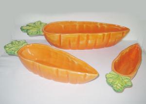 Quality FN602-04 Ceramic Houseware 3 Carrot Dishes Set Candy Dish Hand Painted Earthenware Dolomite wholesale
