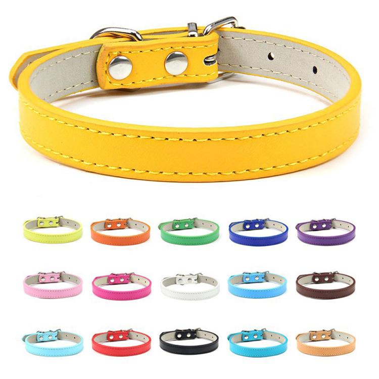 Brown Yellow Purple Pink Leather Dog Collar Personalized Leather Breakaway Cat Collar