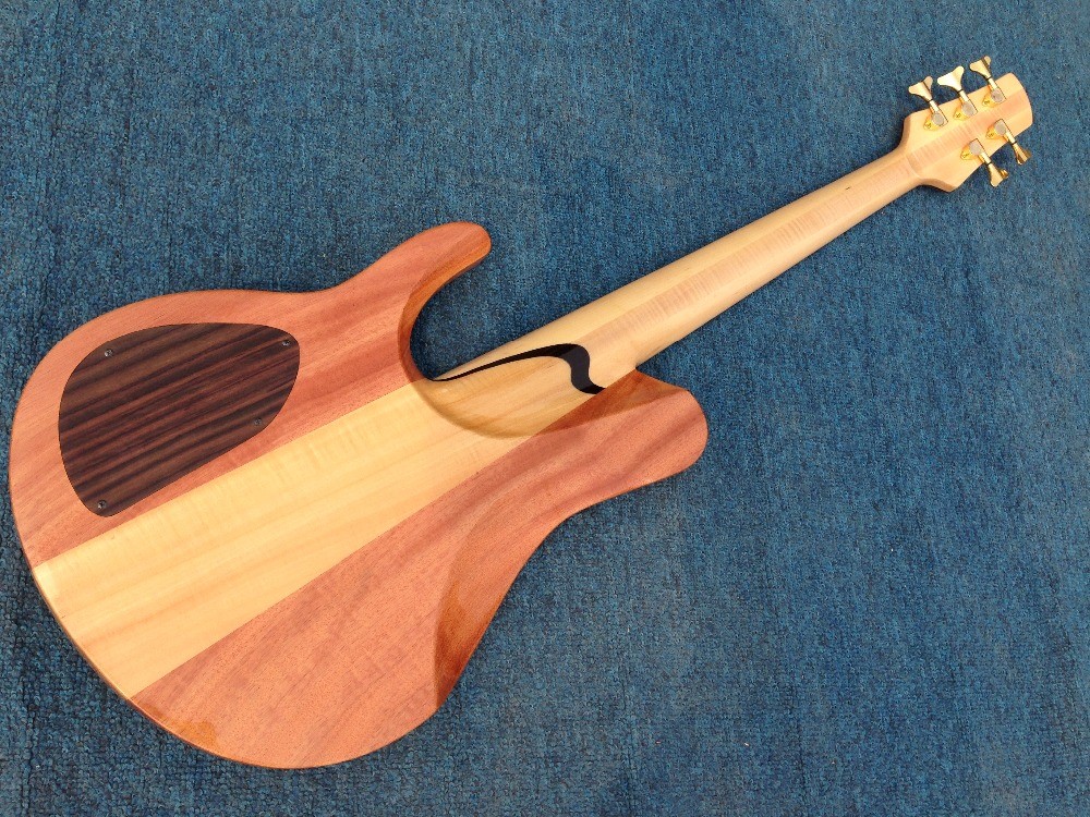 High End Flamed Maple Top Neck Through Body 5 strings gold Hardware Bass Guitar Guitarra custom bass guitar bass