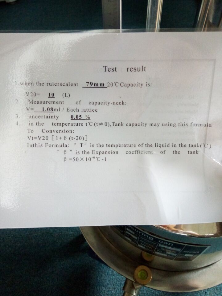 Vertical Oil Barrel Measuring Can Standard Metal Prover 20L 10L 50L 500L