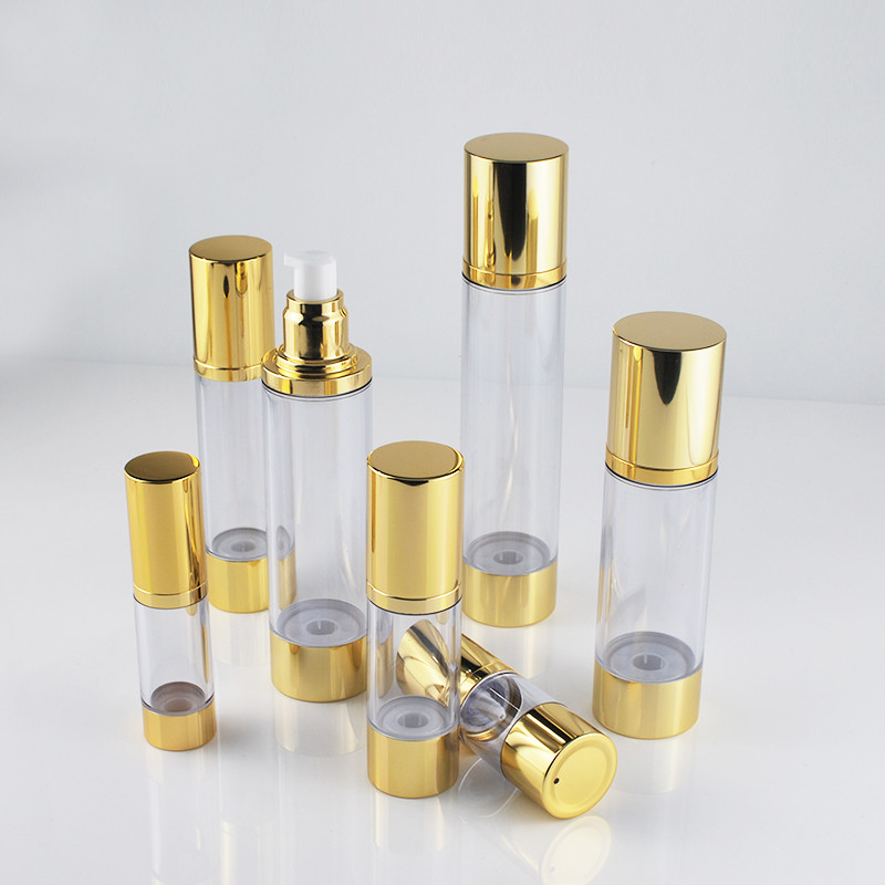 Silver Gold Aluminum Toner Airless Pump Bottle 50ml Frosted Plastic Bottle
