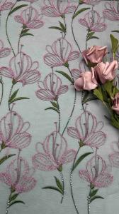 Quality Tulip Flower Lace Colored Embroidery Fabric Lady Dress Textile wholesale