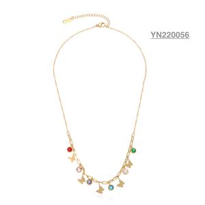 Quality Women Butterfly Chain Necklace Designer Colorful Stainless Steel Gold Chain wholesale