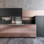 Luxury Rosy PVC Kitchen Cabinets High Gloss Lacquer Kitchen Cabinets