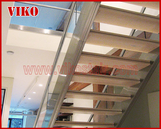 Double Steel Plate Staircase VK49S Tempered GlassLED Light strip, Stringer: 5mm+5mm(Thickness), Dia 6mm Steel Cable
