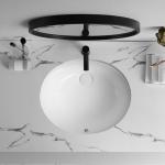 Small Round Undermount Bathroom Sink 20 Inches Ceramic White Vanity Cabinet