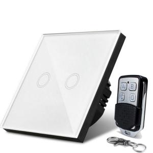 Quality EU Standard Wall Wireless Remote Control Touch Screen Crystal Glass Panel Switch, 2 Gang Light Wall Touch Switch wholesale
