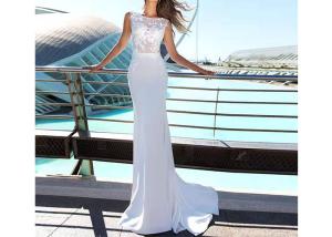 Quality Elastic Sleeveless Lace Beading Mermaid Wedding Dress Of Sweeping Train wholesale