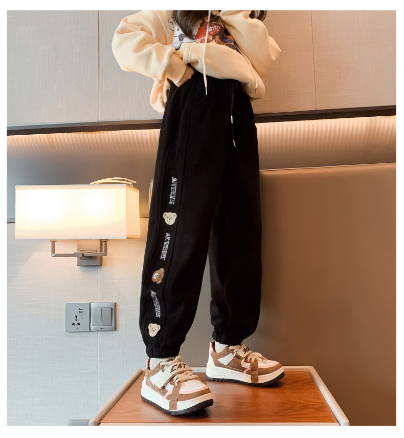 Children's suit thickened sports hoodie children's clothes autumn and winter trend cartoon girl warm two-piece set