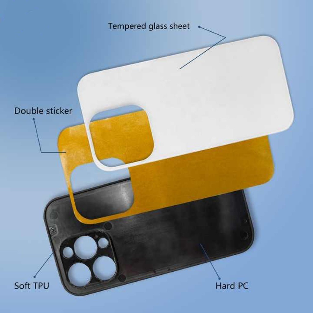 Blank 2D Sublimation Glass Mobile Phone Case TPU PC Tempered Glass Mobile Case For IPhone 14 15 16 Pro Max Plus