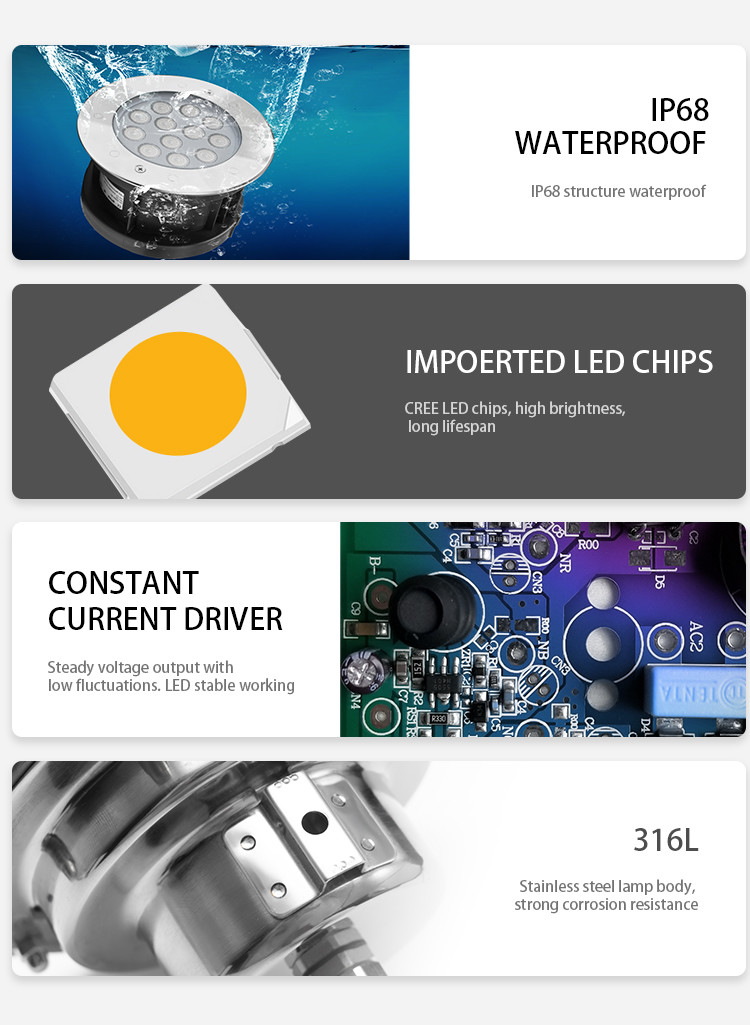 IP68 Outdoor Waterproof Led Underwater Light 3W 6W 9W Landscape Lights