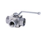 Female Connection High Pressure 3 Way Ball Valve 1/2 inch NPT for Fluid