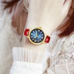 Fashion Stainless Steel Alloy Case Diamond 3ATM Waterproof Quartz Watch Leather