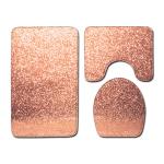 Crystal Glitter Colorful 3 Piece Toilet Tank Cover Set Polyester Fiber