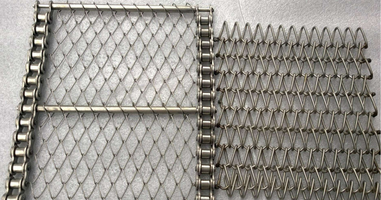 Industrial Stainless Steel Flat Wire Conveyor Belt Chain / Pressed Edge Treatment