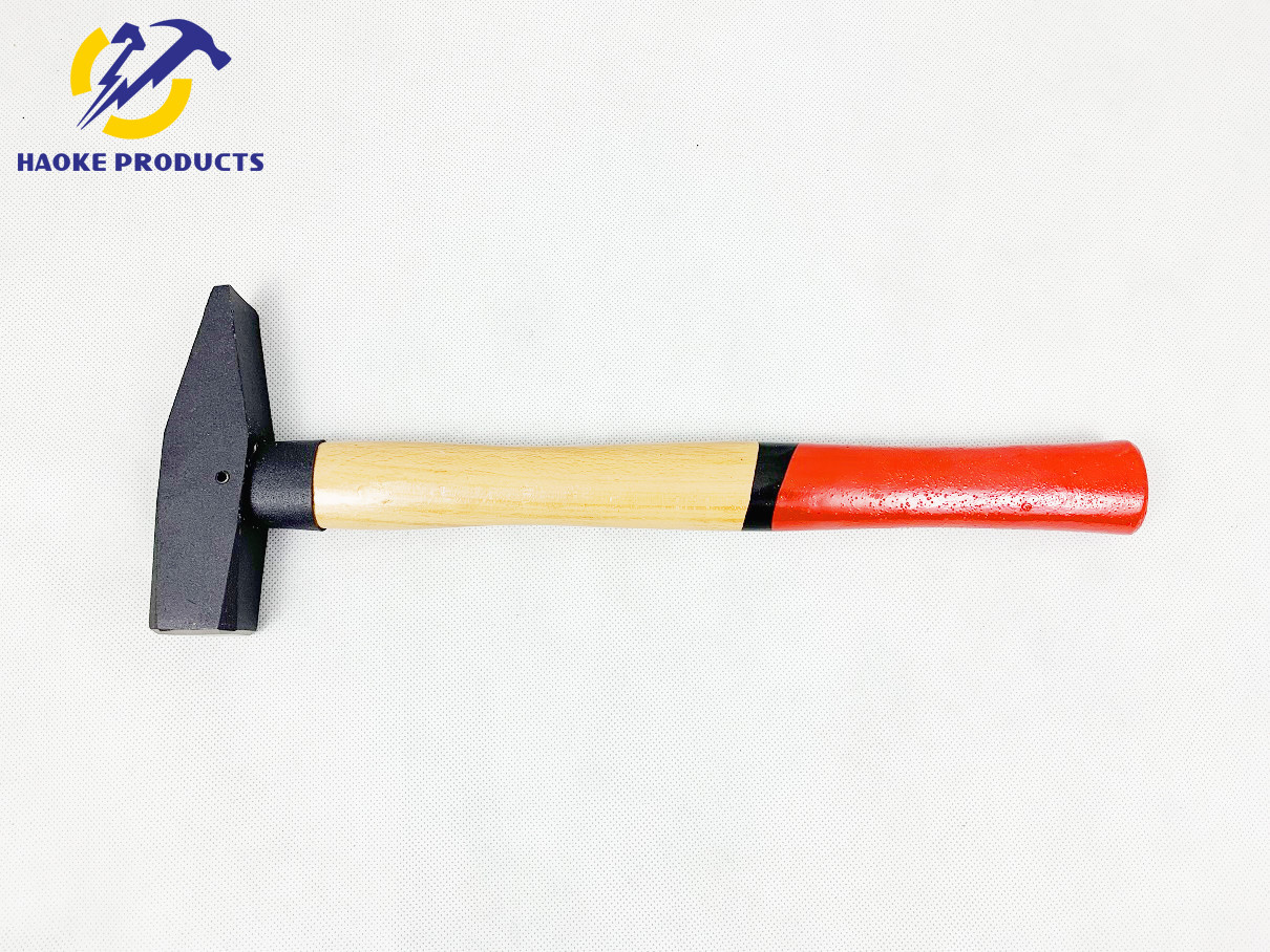 DIN Standard Forged carbon steel German Type Safety Machinist hammer with double color wooden handle