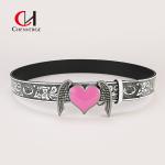 Fashion Pink Love Ladies Leather Belt For Engraved Pattern