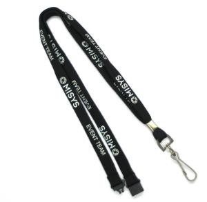 Quality Ribbon Trade Show Staff Reflective Lanyards , Durable Plain Black Lanyards wholesale