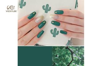 Quality Press On Green Coffin ABS DIY Fake Nails With Stones And Glitter wholesale