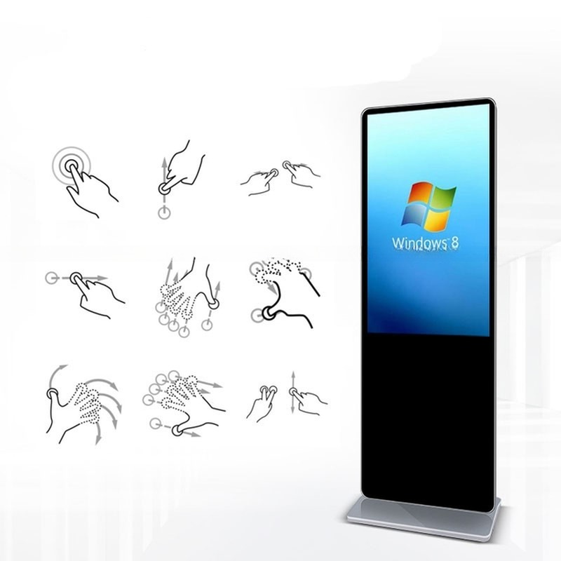 Free stand 55" inch interactive capacitive multi touch screen display CAPT touch monitor with Win10/11 PC or Android OS Kiosk