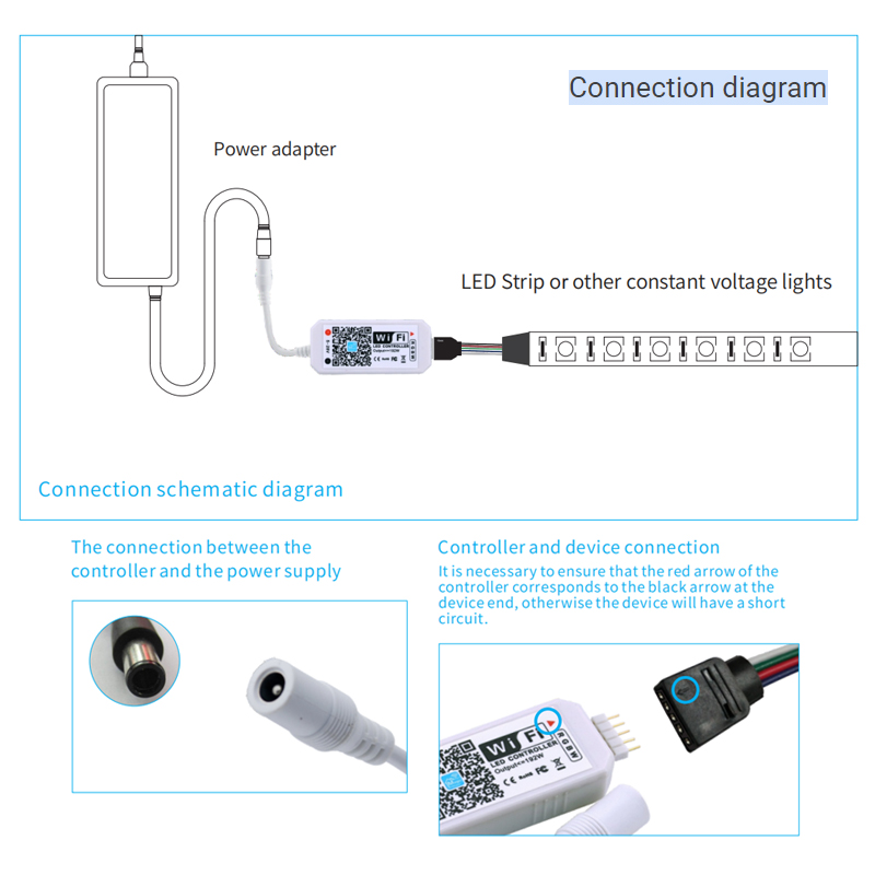Mini RGB Wifi LED Strip RGBW Controller For Music Voice Mobile APP Timing