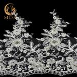 Beaded Pearl Fancy Lace Trim Embroidery For Wedding Dress