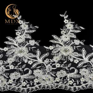 Quality Beaded Pearl Fancy Lace Trim Embroidery For Wedding Dress wholesale