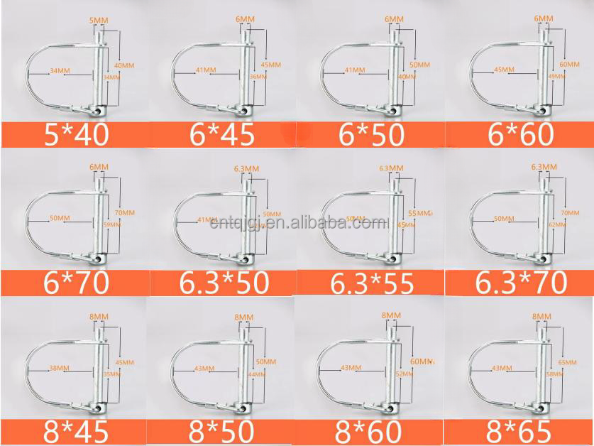 Quick-Release Pins Custom D-Type Double Wire Half Round Safety Pin Stainless Steel 201/304/316 Steam Oxide Nitride Finish
