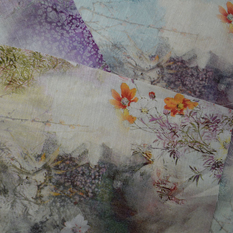 Floral Pattern Viscose Rayon Fabric Woven Digital Print Sustainable Skin Friendly