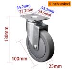 Light Duty Medical Caster 100mm 4 Inch Rigid Caster 3714P-57