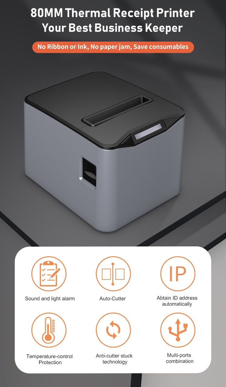 80mm Thermal POS Systems Printer with Hanging Holes and BT Receipt Printer CE Certified