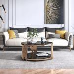 Contemporary Home Room Furniture Oval Gold Metal And Glass TV Stand ODM