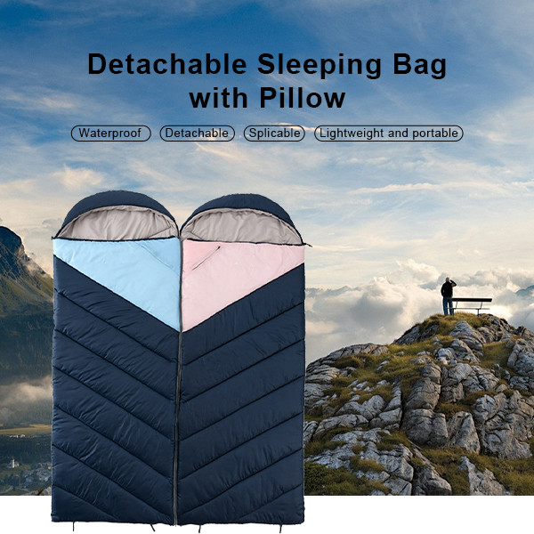 Extra Wide Envelope Style Winter Sleeping Bags Sleeping Bag Pad With Pillow