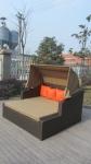 Square Resin Wicker Lounge Bed , Balcony / Garden Cane Daybed