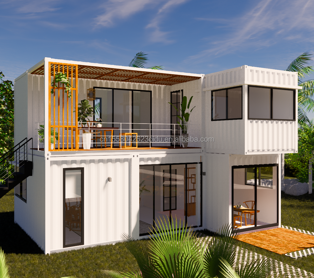 Customized Color 20ft Flat Pack Living Steel Frame Modular Home Prefab Sandwich Panel Shipping 3 Bedroom Container House