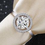925 Sterling Silver Round Clear Cubic Zirconia Ring Wedding Jewelry For Women