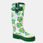 Slip Resistant Flexible Waterproof Rubber Rain Boots With Leaves Printed