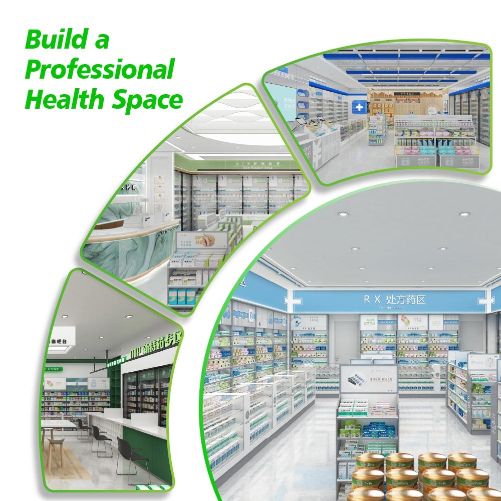 JYaS-YS-04 Professional Medical Style Health Supplement Zones Cash Register with White Glossy Boards and Secure Locking Mechanism