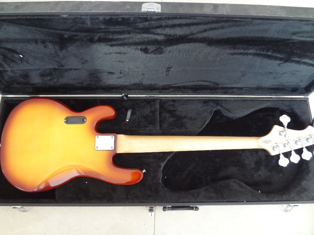 5 string basss guitar Ernie ball Musicman Sting Ray5 bass Sunburst color Active pickups