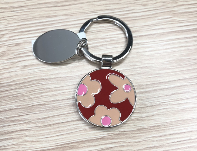 Flower Pattern Cute Metal Keychain Custom Color Filling Key Holder