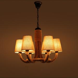 Quality Antique Rustic Lamp for Coffee Farmhouse house Dining Room Rope chandelier(WH-CI-143) wholesale