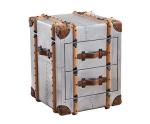 Two Drawers Aviator Style Vintage Table Aluminum Cover Luggage Trunk Side Table