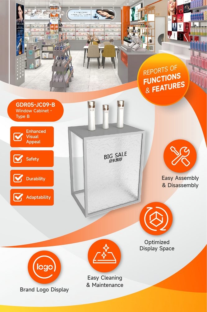 GDR05-JC09-B Beauty Display Rack with 3mm Granular Semi-Transparent Acrylic and Enhanced Visual Appeal for Fashion Boutique