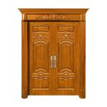 Swing Double Solid Wood Entrance Doors 2.1m Height 6 Layer Painting