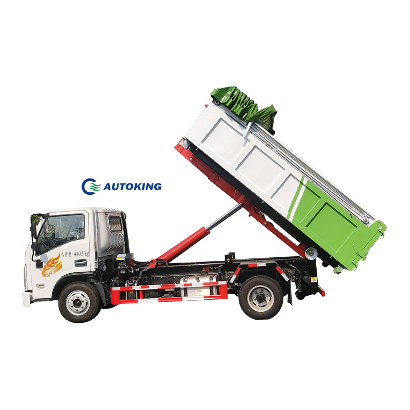 4X2 Drive Wheel Chinese HOWO 6-8 CBM Hook Arm Hydraulic Lift Containers Garbage Truck For Environmentally Friendly Hotels