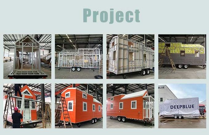 Ready Made Steel Frame Prefab Tiny House With Trailer On Wheels Little Houses For Sale