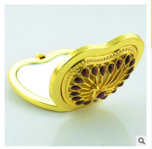 Quality New creative promotion gift customed diamond logo copper apple luxury pocket makeup mirror wholesale